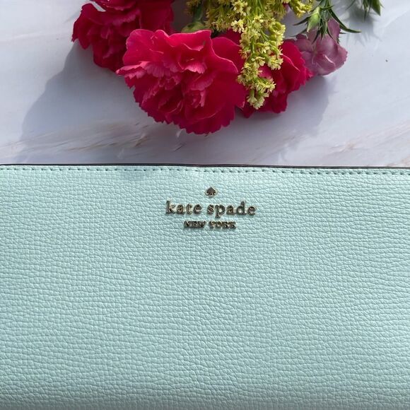 Kate spade Blue glow Cameron slim bifold wallet clutch NEW - Picture 2 of 6